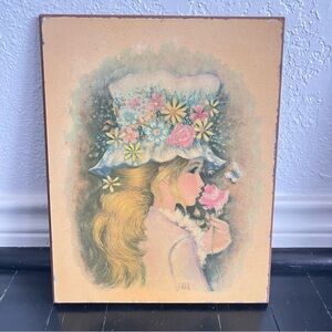 Vintage Floral Hat Lady Art Print 9x11